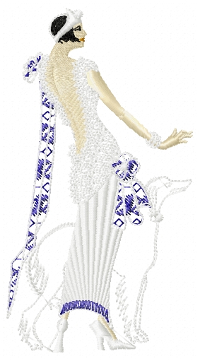 Lady with dog free embroidery