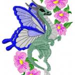 More information about "Dragon with flowers free embroidery design"