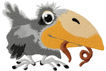Crow with worm free embroidery design