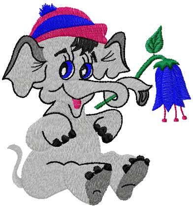 Cute elephant free embroidery design