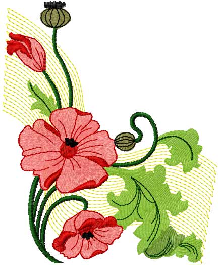 Poppies free embroidery design 13