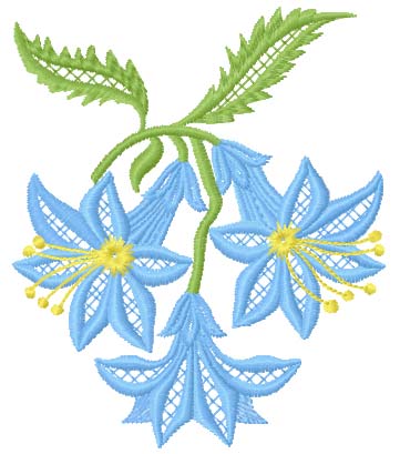 Blue flowers free embroidery design
