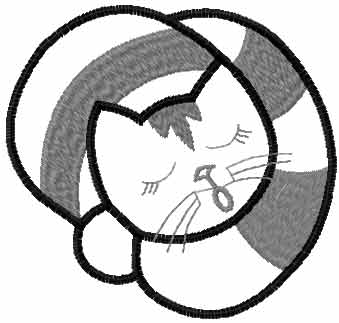 Sleeping grey kitten free embroidery design