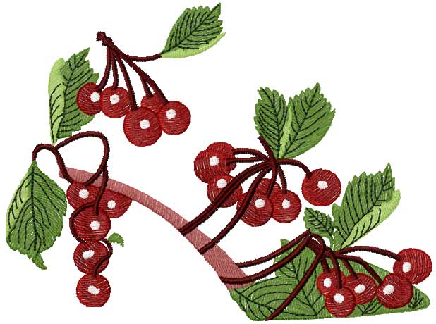 Cheery shoes free embroidery design