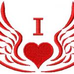 More information about "Heart with wings free embroidery design"