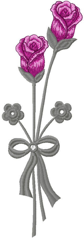 Long stem rose free embroidery design