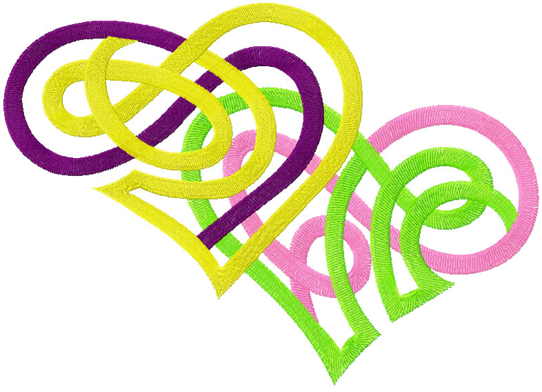 Two hearts free embroidery design