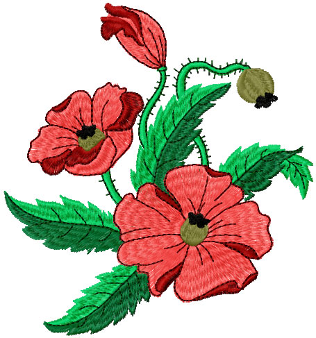 Poppies free embroidery design 15