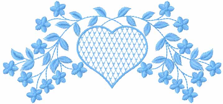 Blue heart decoration free embroidery design