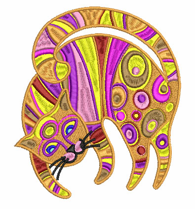 Modern cat free embroidery design 5