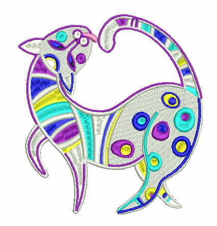 Modern cat free embroidery design 2