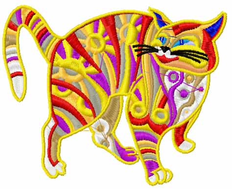 Modern cat free embroidery design