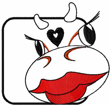Loving cow free embroidery design