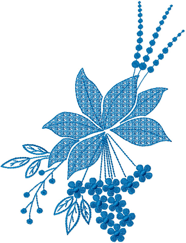 Blue flowers free embroidery design 23