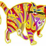 More information about "Modern cat free embroidery design"