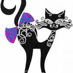 More information about "Black pattern cat free embroidery design"