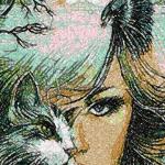 More information about "Cat and woman photo stitch free embroidery design"