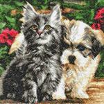 More information about "Cuties kitty and puppy photo stitch free embroidery design"