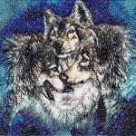 More information about "Three wolves photo stitch free embroidery design"
