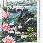 More information about "Black swans photo stitch free embroidery design"