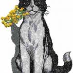 More information about "Cat and mimosa free embroidery design"