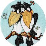 More information about "Two loving crows photo stitch free embroidery"