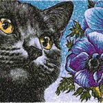More information about "Cat with anemones photo stitch free embroidery design"