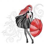 More information about "Lady with umbrella free embroidery design"