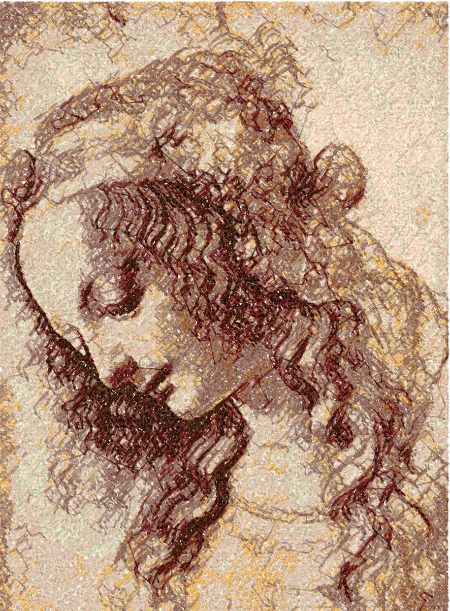 Leonardo da Vinci woman photo stitch free embroidery design