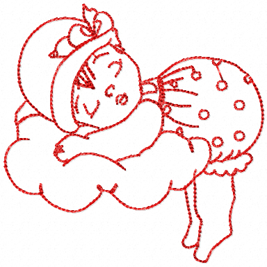 Redwork little girl free embroidery design