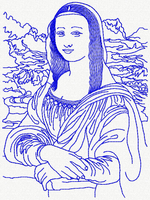 Monna Lisa redwork free embroidery design