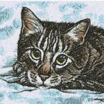 More information about "Cat at snow photo stitch free embroidery design"