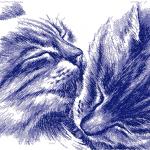 More information about "Two happy cats photo stitch free embroidery design"