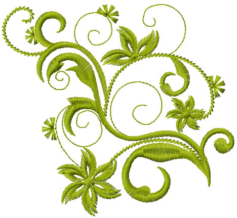 Green swirl free embroidery design