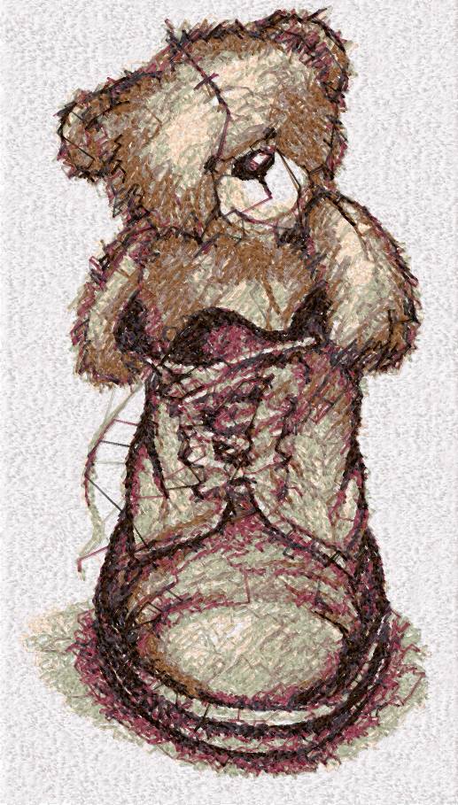 Teddy Bear in boot photo stitch free embroidery design