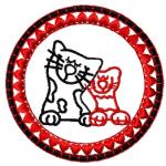 More information about "Two cats badge free embroidery design"