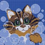 More information about "Cat in bubbles cross stitch free embroidery design"
