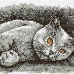 More information about "Grey cat photo stitch free embroidery design"