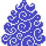 More information about "Blue Christmas tree cross stitch free embroidery design"