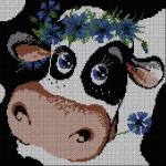 More information about "Cow cross stitch free embroidery design"