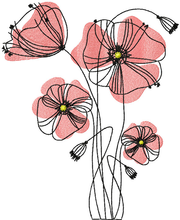Poppies free embroidery design 10