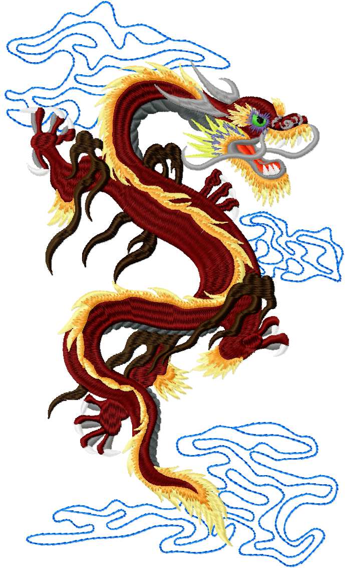 Oriental dragon free embroidery design