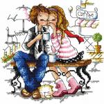 More information about "Together in cafe cross stitch free embroidery design"