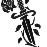 More information about "Knife and rose free embroidery design"
