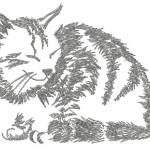 More information about "Sleeping grey cat free embroidery design"
