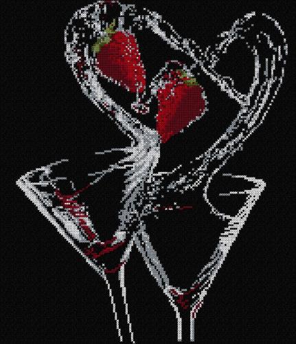 More information about "Champagne and berries cross stitch free embroidery design"