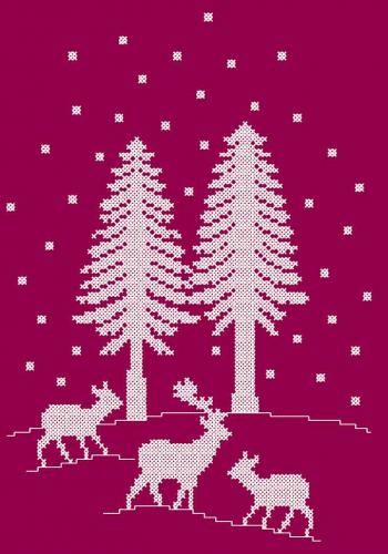 More information about "Deer in winter forest cross stitch free embroidery design"