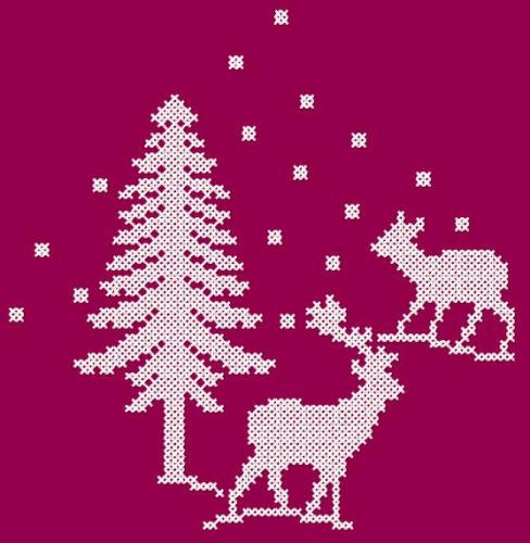 More information about "Deer in winter forest cross stitch free embroidery design 2"