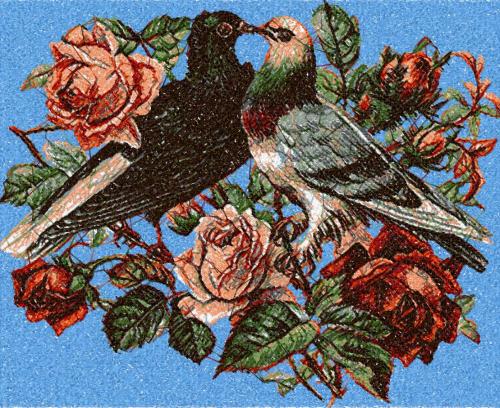 More information about "Doves and roses photo stitch free embroidery design"