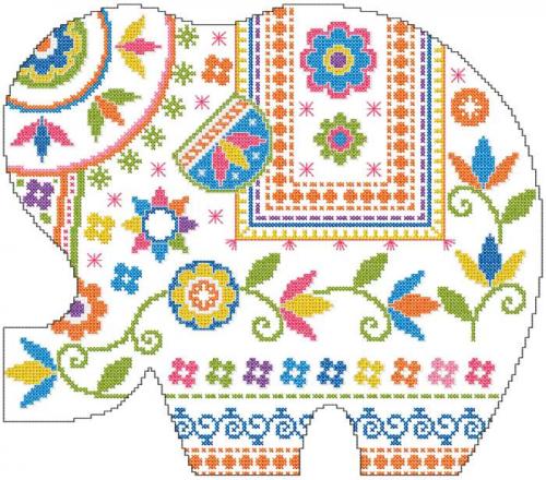 More information about "Elephant cross stitch free embroidery design"